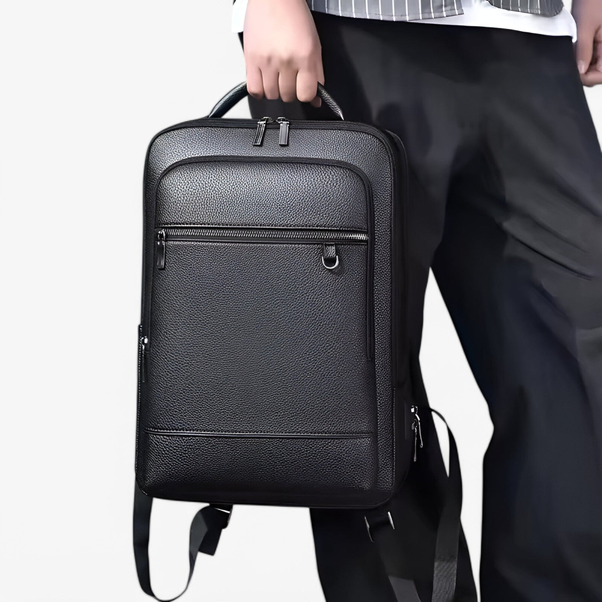 Luxe leren laptoprugzak met USB-poort – Montova Core - Glamorix