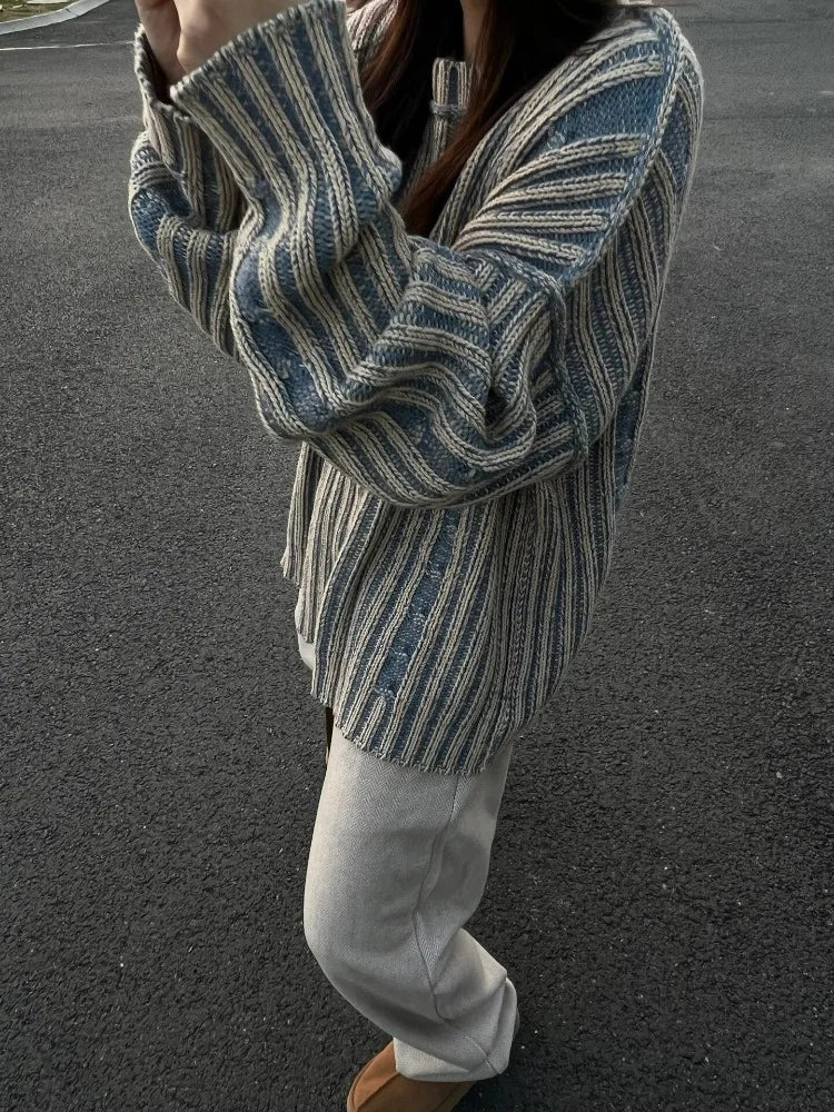 LORELEI - Oversized gestreepte gebreide trui voor een comfortabele en trendy look