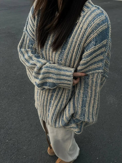 LORELEI - Oversized gestreepte gebreide trui voor een comfortabele en trendy look