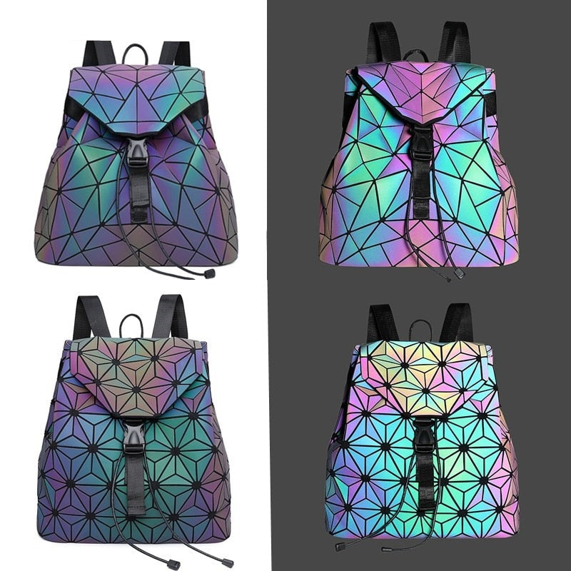 Stijlvolle reflecterende damesrugzak met holografisch effect – LumoraGlow - Glamorix