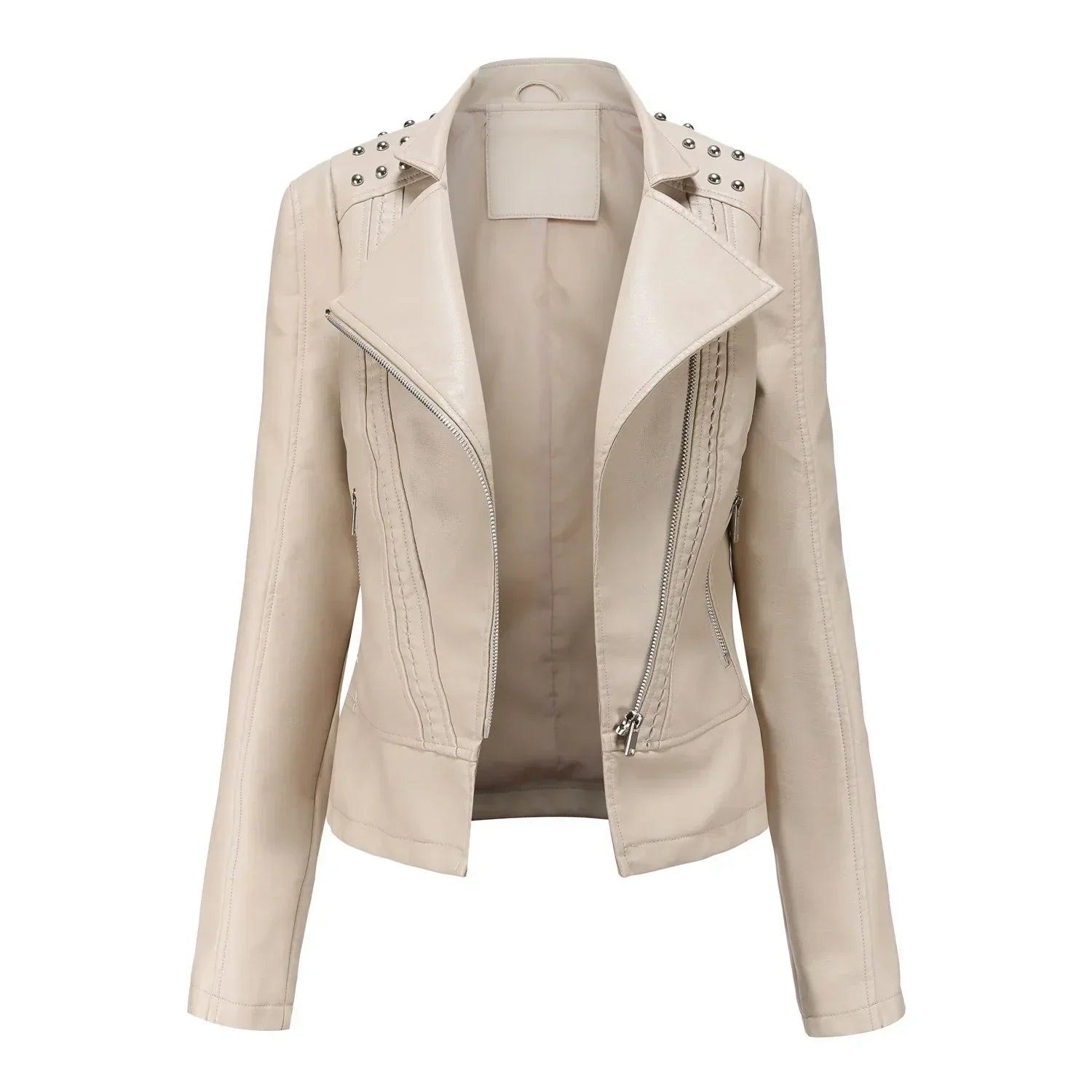 DOUTZEN - Chaqueta de cuero slim con estilo para mujeres - Glamorix