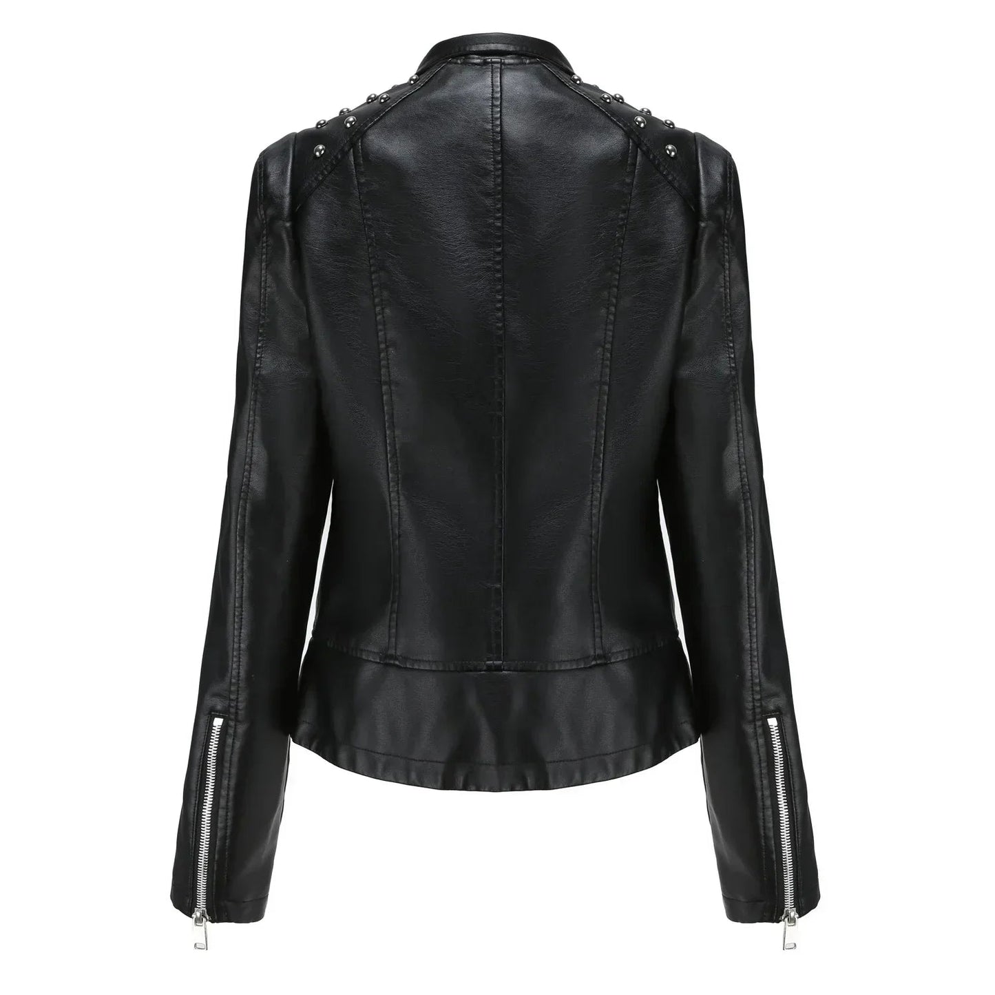 DOUTZEN - Chaqueta de cuero slim con estilo para mujeres - Glamorix