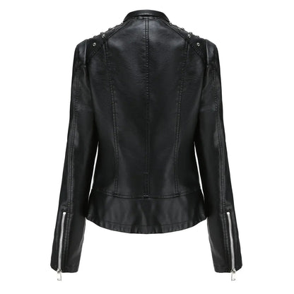 DOUTZEN - Chaqueta de cuero slim con estilo para mujeres - Glamorix