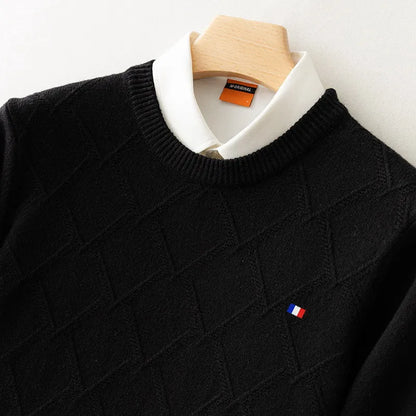 OSCAR - Klassieke gebreide herensweater met schijnkraag