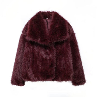 Luna – Korte damesjas van imitatiebont met oversized kraag