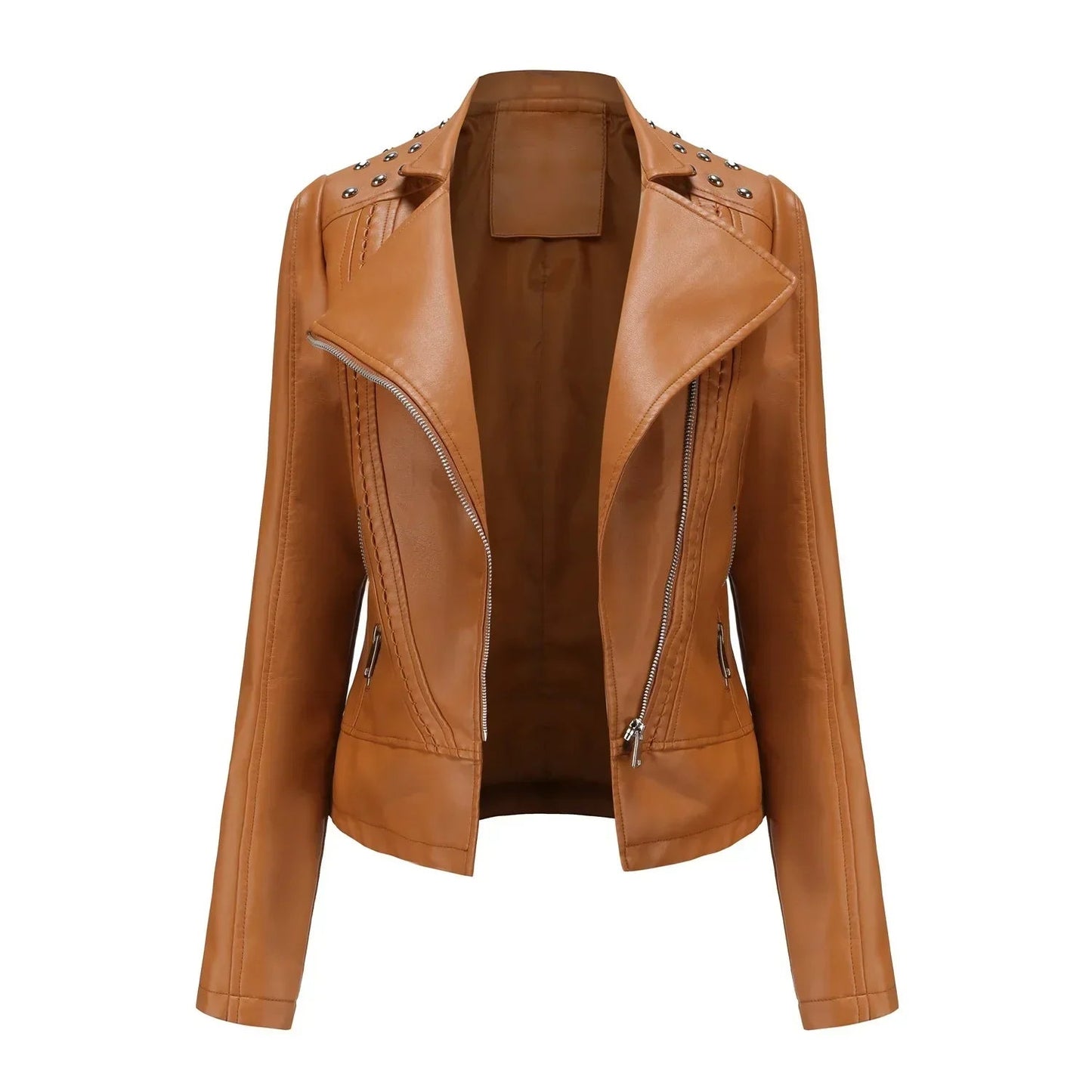 DOUTZEN - Chaqueta de cuero slim con estilo para mujeres - Glamorix