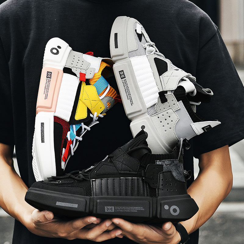 Fashion heren sneakers met futuristisch design en dikke zool – NOVARO X1 - Glamorix