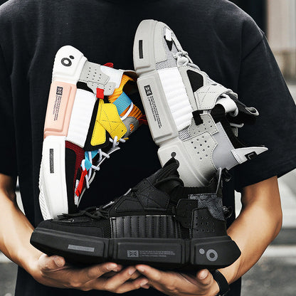 Fashion heren sneakers met futuristisch design en dikke zool – NOVARO X1 - Glamorix