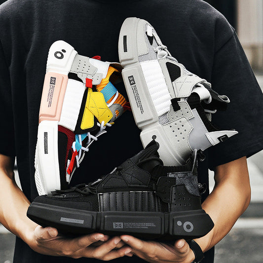 Fashion heren sneakers met futuristisch design en dikke zool – NOVARO X1 - Glamorix