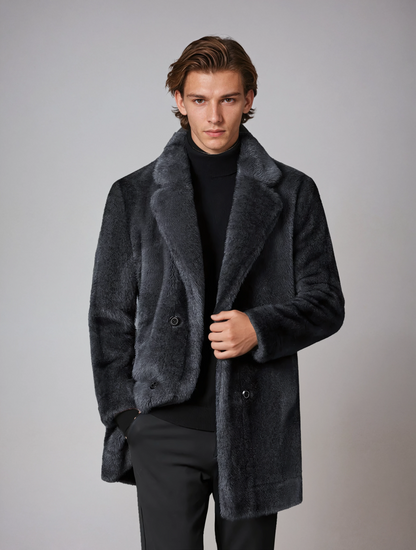 EDGAR – Heren wintermantel met bontkraag en knoopsluiting - Glamorix