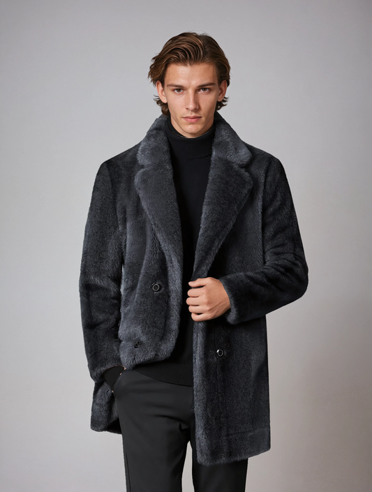 EDGAR – Heren wintermantel met bontkraag en knoopsluiting - Glamorix