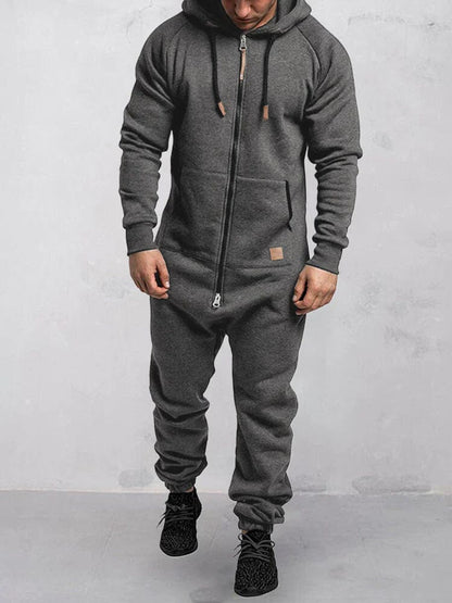 JASPER - Heren jumpsuit met capuchon en volledige ritssluiting