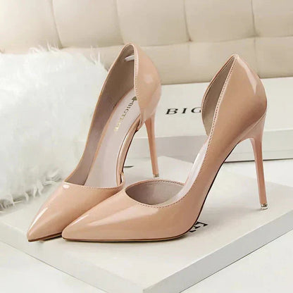 Dames pumps met hoge hak en uitgesneden zijkant – VELARA CUTOUT - Glamorix