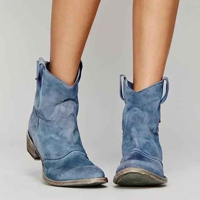 Dames western enkellaarzen met lage hak en cowboy-invloeden makkelijk aan te trekken met lusjes voor dames – NOVAFOOT - Glamorix