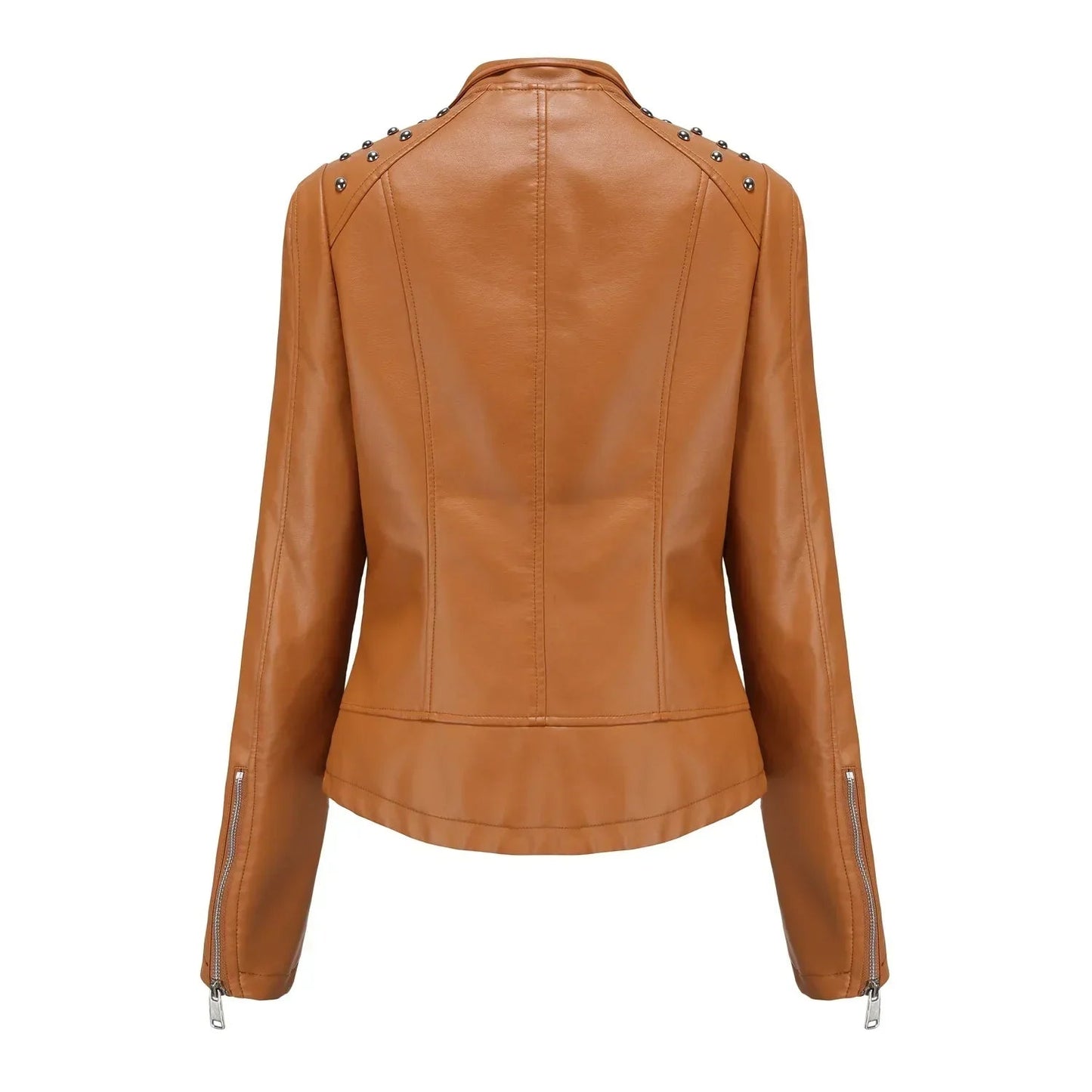 DOUTZEN - Chaqueta de cuero slim con estilo para mujeres - Glamorix