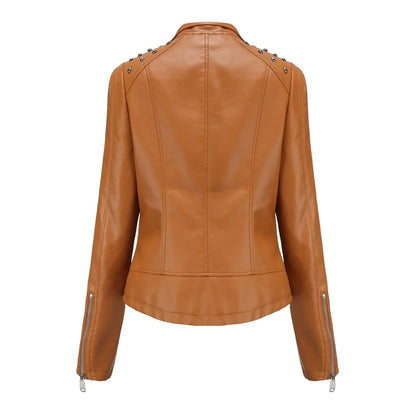 DOUTZEN - Chaqueta de cuero slim con estilo para mujeres - Glamorix