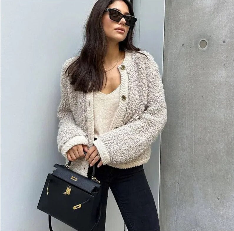LILITH - Damesvest met knoopsluiting en warme sherpa voering