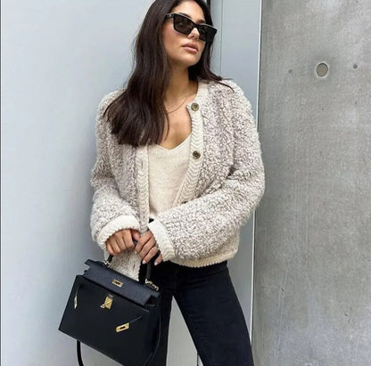 LILITH - Damesvest met knoopsluiting en warme sherpa voering