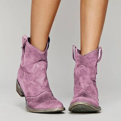 Dames western enkellaarzen met lage hak en cowboy-invloeden makkelijk aan te trekken met lusjes voor dames – NOVAFOOT - Glamorix