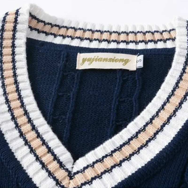 VESTON - Dikke Mouwloze Gebreide Pullover met V-Hals voor Heren