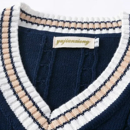 VESTON - Dikke Mouwloze Gebreide Pullover met V-Hals voor Heren
