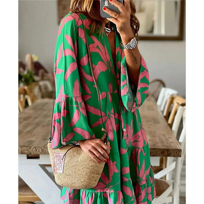 Vrouwen - Korte Zomerjurk - Losvallend Silhouet - Speelse Print - Zomergeluk - Glamorix