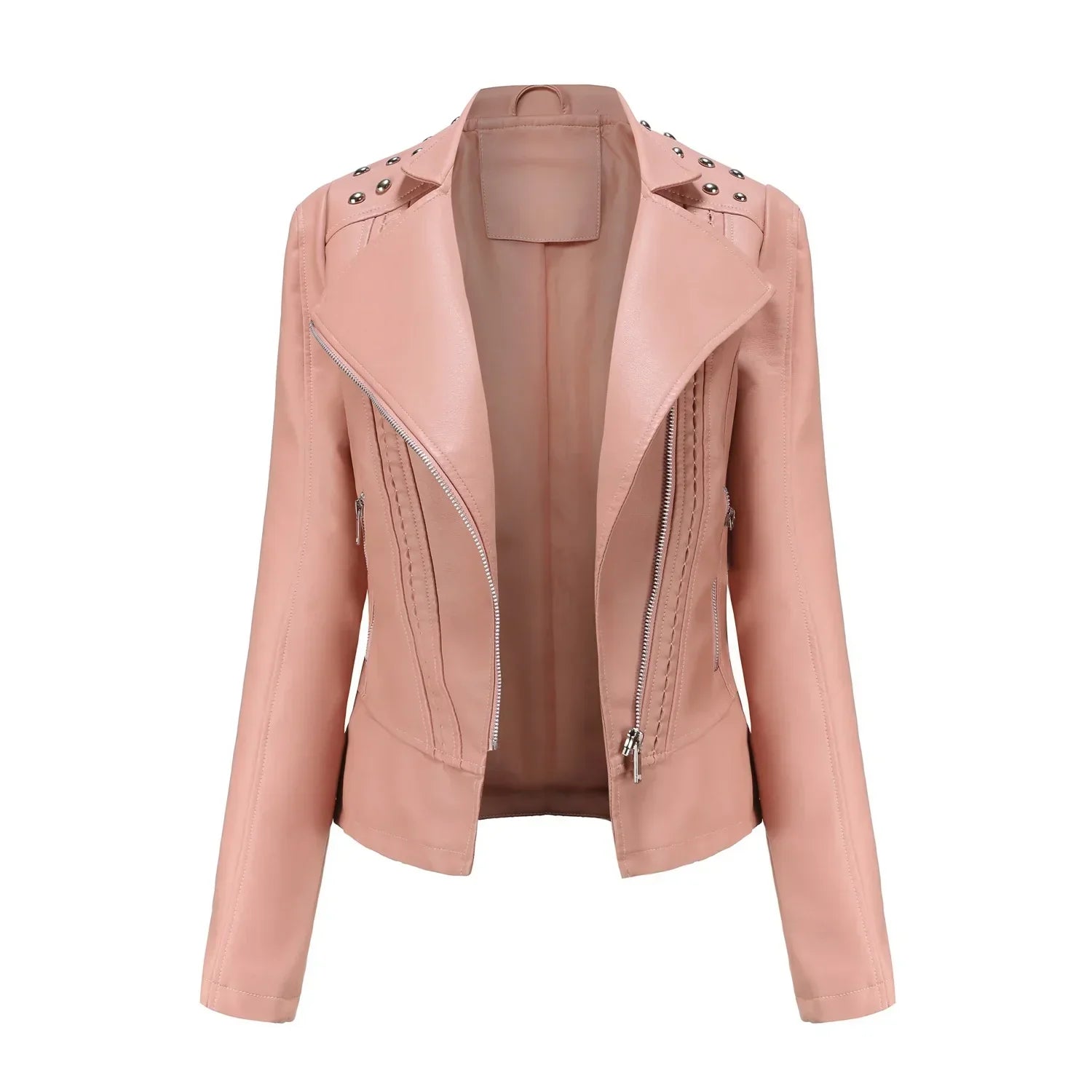 DOUTZEN - Chaqueta de cuero slim con estilo para mujeres - Glamorix