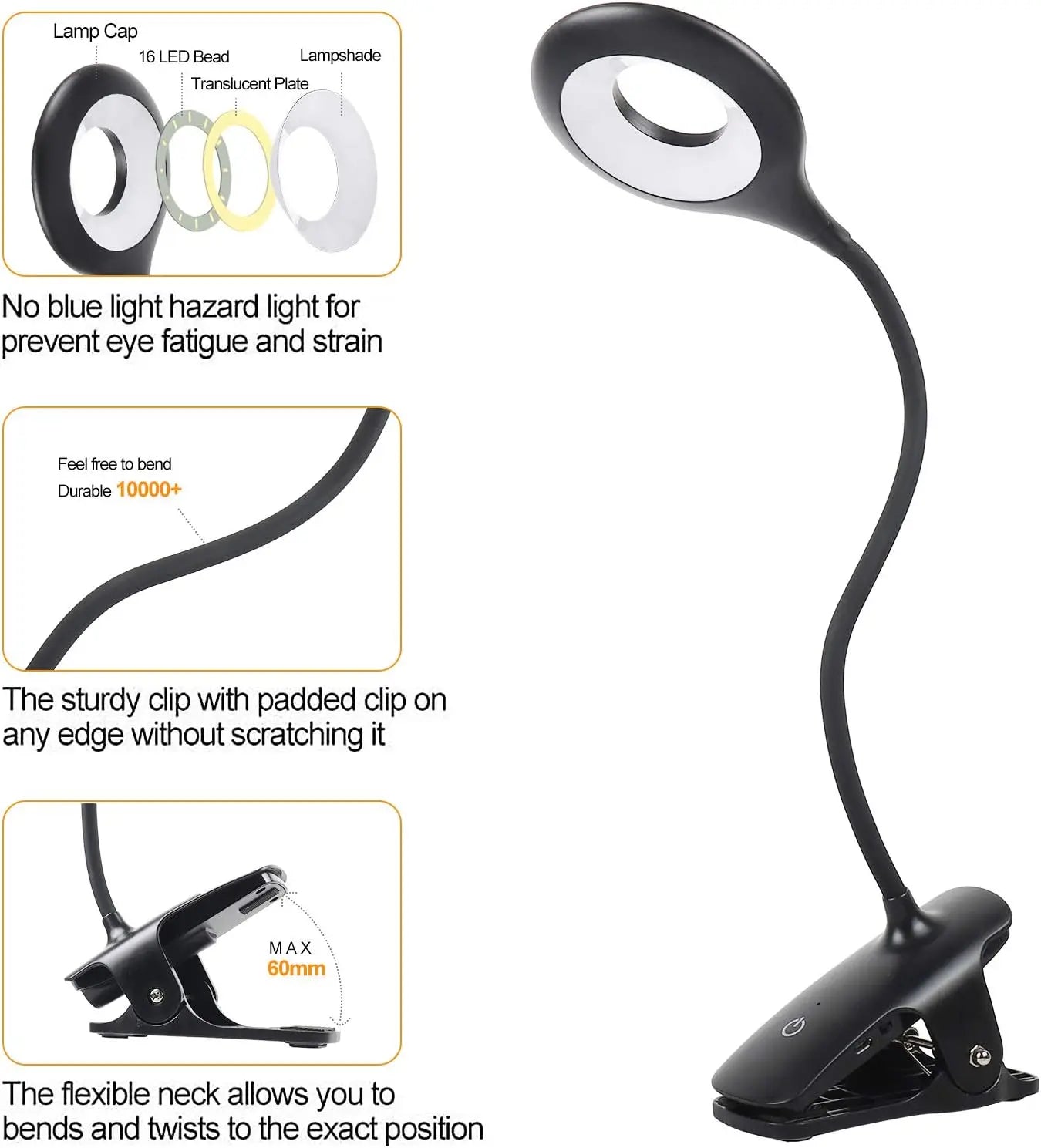 FlexiBright – Oplaadbare LED Bureaulamp met Klem voor Optimaal Werkcomfort