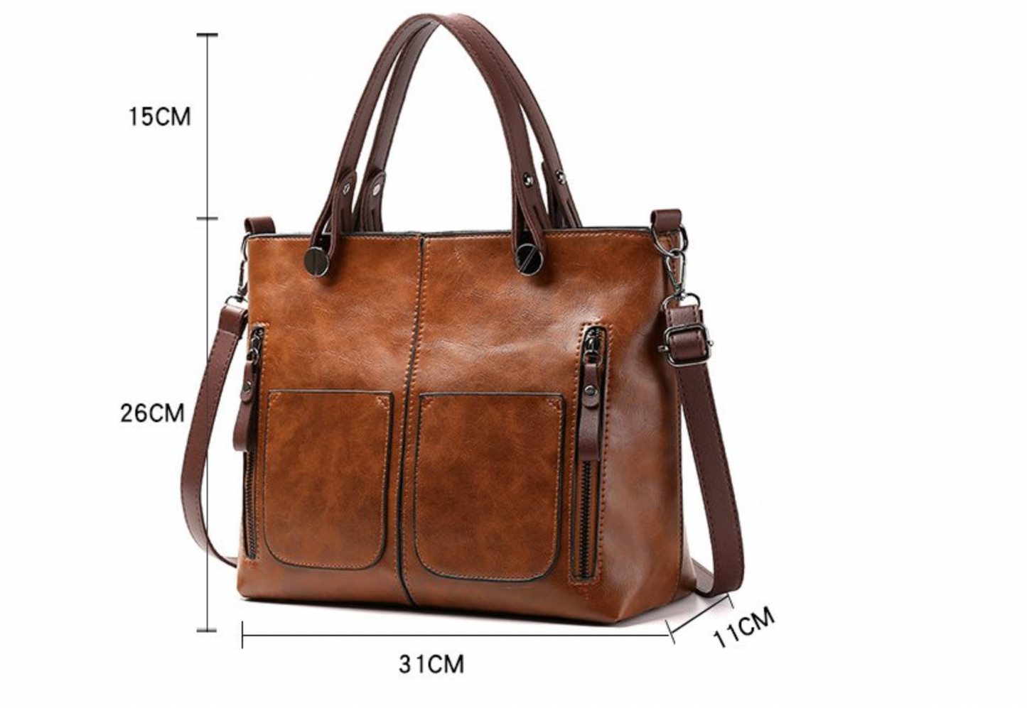 Leren schoudertas met vintage stijl voor dames – LUX - Glamorix