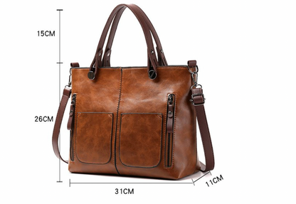 Leren schoudertas met vintage stijl voor dames – LUX - Glamorix