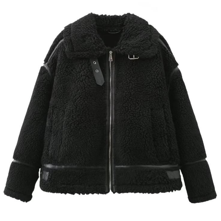 Enslee - Schapenvacht Jas met Gesp en Kraag