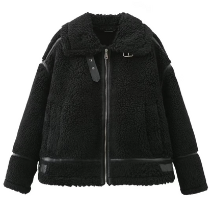 Enslee - Schapenvacht Jas met Gesp en Kraag