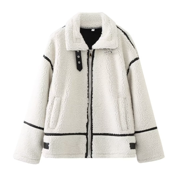 Enslee - Schapenvacht Jas met Gesp en Kraag