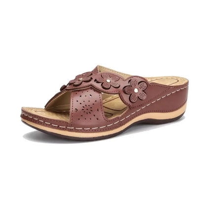 Orthopedische sandalen met bloemenmotief en stevig voetbed – Fiora BloomStep - Glamorix