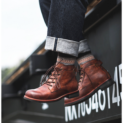 RAYMOND - Heren enkellaars van vintage leer met tijdloze charme