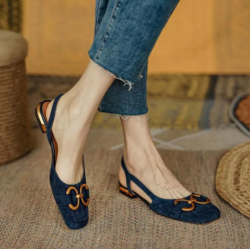 Elegante slingback instapper voor dames met vierkante neus – SERENA FORM - Glamorix