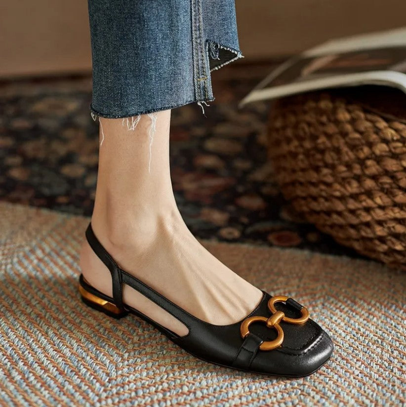 Elegante slingback instapper voor dames met vierkante neus – SERENA FORM - Glamorix