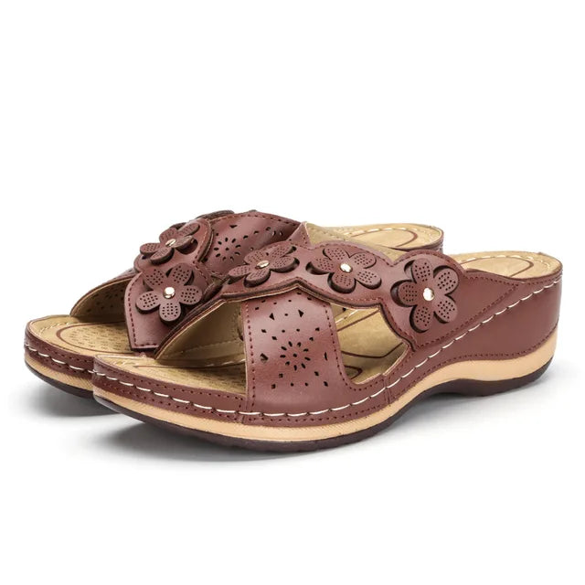 Orthopedische sandalen met bloemenmotief en stevig voetbed – Fiora BloomStep - Glamorix