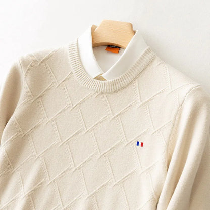 OSCAR - Klassieke gebreide herensweater met schijnkraag