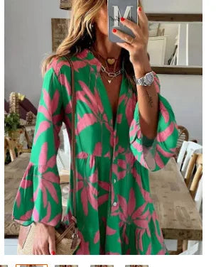 Vrouwen - Korte Zomerjurk - Losvallend Silhouet - Speelse Print - Zomergeluk - Glamorix