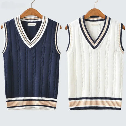 VESTON - Dikke Mouwloze Gebreide Pullover met V-Hals voor Heren