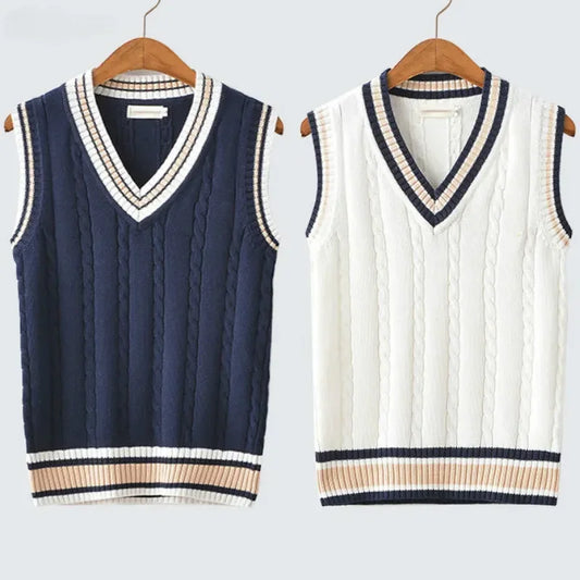 VESTON - Dikke Mouwloze Gebreide Pullover met V-Hals voor Heren