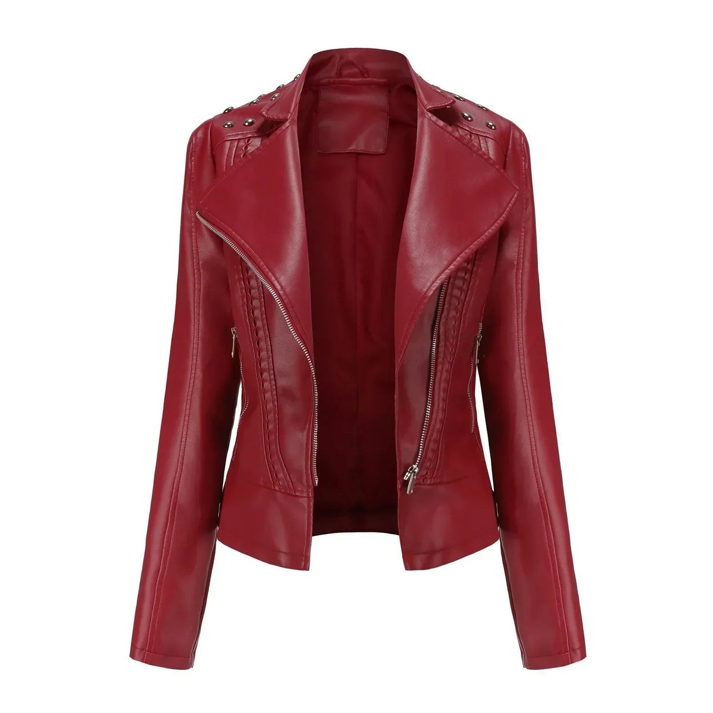 DOUTZEN - Chaqueta de cuero slim con estilo para mujeres - Glamorix