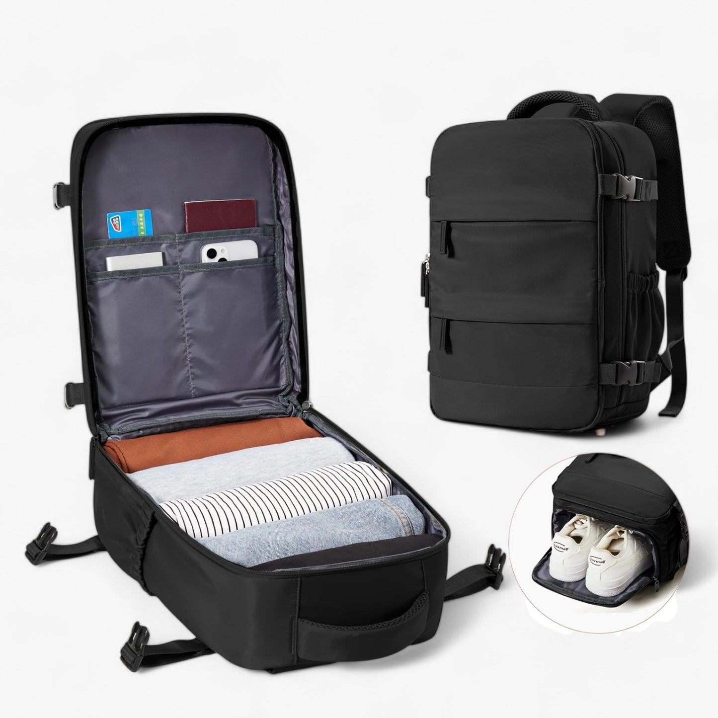 Compacte handbagage rugzak met slim design en ruime indeling – NORVIK JetPack - Glamorix