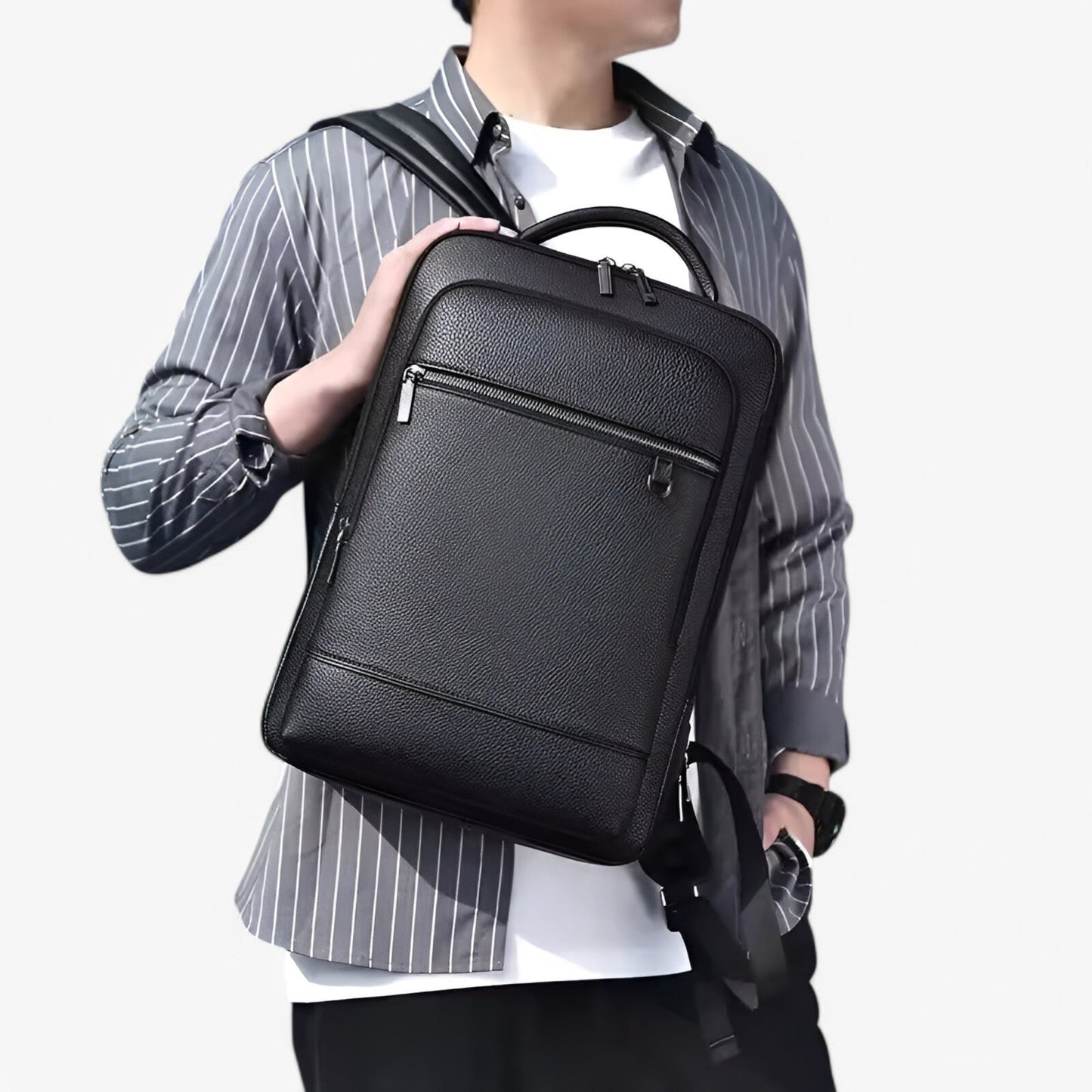 Luxe leren laptoprugzak met USB-poort – Montova Core - Glamorix