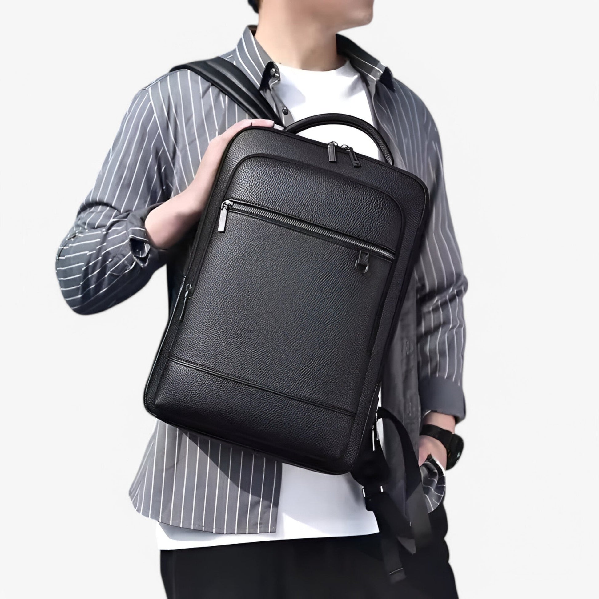 Luxe leren laptoprugzak met USB-poort – Montova Core - Glamorix