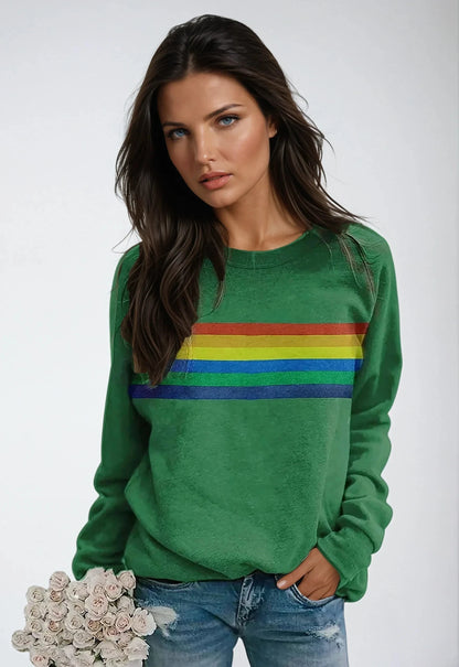 Speelse sweater met regenboogprint en lange mouwen, comfortabel en modieus voor dames – BRYLIX - Glamorix