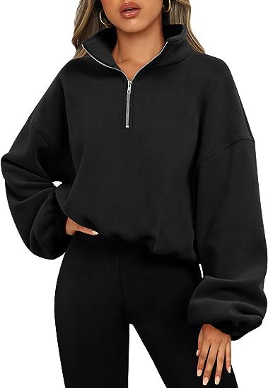 Sweatshirt – Halve Rits & Hoge Kraag - Glamorix