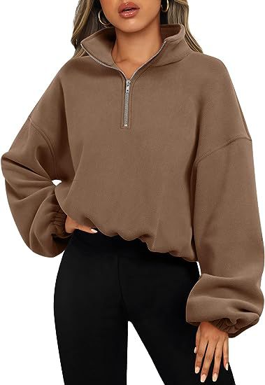 Sweatshirt – Halve Rits & Hoge Kraag - Glamorix
