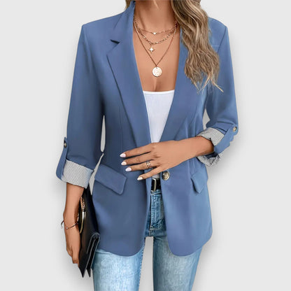 Elegante damesblazer met opgerolde mouwen en relaxte pasvorm – SOLENE BLAIR - Glamorix